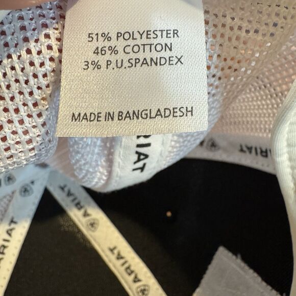 Ariat Men's Work Logo Patch Flexfit Baseball Cap Trucker Snapback Hat Black - Picture 9 of 9